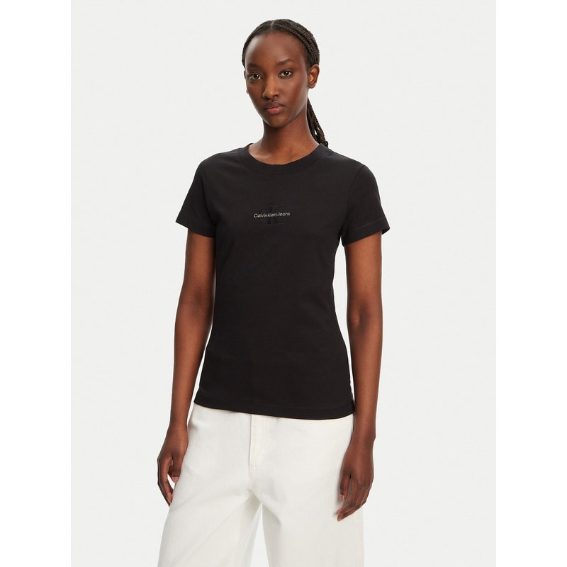 Calvin Klein Jeans T-Shirt Monologo J20J223563 Schwarz Slim Fit