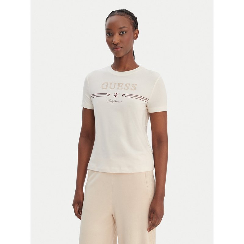 Guess T-Shirt V6GI06 K2967 Écru Regular Fit