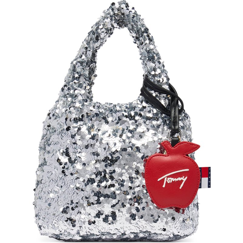 Handtasche Tommy Jeans Tjw Bodega Sequins Shopper AW0AW19091 Silberfarben
