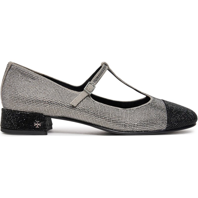 Ballerinas Tory Burch Cap-Toe T-Strap Pave Heeled 159830 Silberfarben