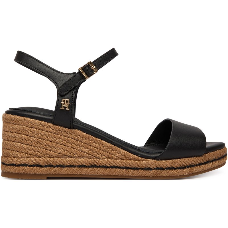 Espadrilles Tommy Hilfiger Mid Wedge Espad Leather FW0FW09340 Schwarz