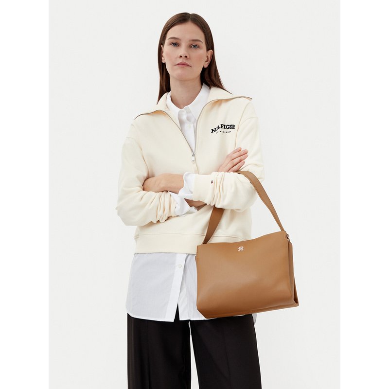 Handtasche Tommy Hilfiger Th Legacy Med Satchel AW0AW17173 Braun