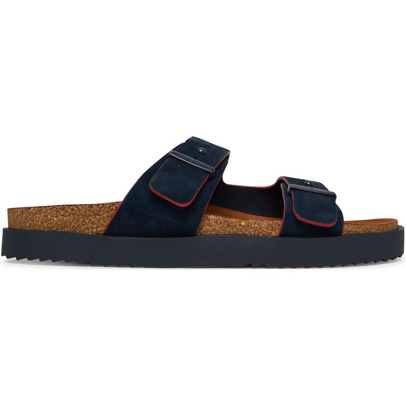 Pantoletten Tommy Hilfiger Cork Adjustable Suede Sandal FM0FM05869 Dunkelblau