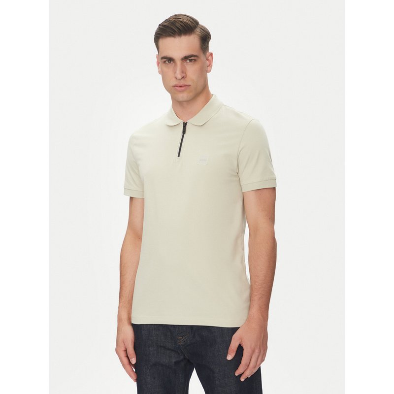 BOSS Poloshirt Passerzip 50537507 Beige Slim Fit