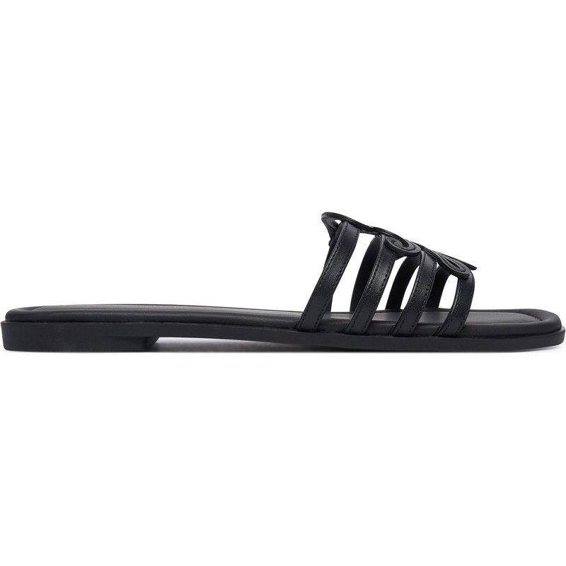 Pantoletten Tommy Hilfiger Th Script Flat Mule Lth FW0FW09368 Schwarz
