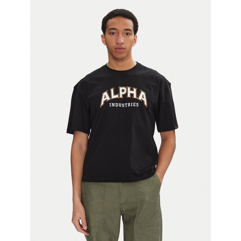 Alpha Industries T-Shirt College 146501 Schwarz Relaxed Fit