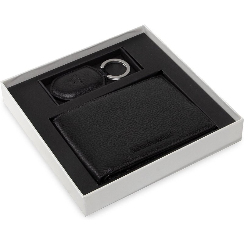 Geldbörse und Schlüsselanhänger Set Emporio Armani Y4R222 Y068E 80001 Schwarz