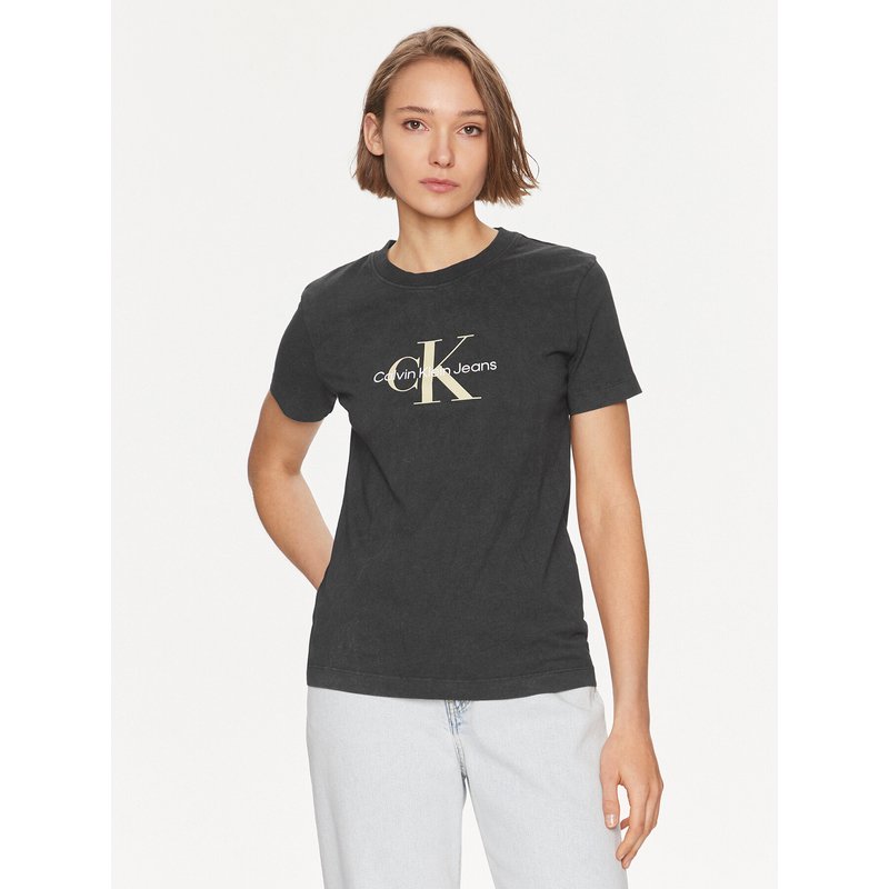 Calvin Klein Jeans T-Shirt Archival Monologo J20J223272 Schwarz Regular Fit