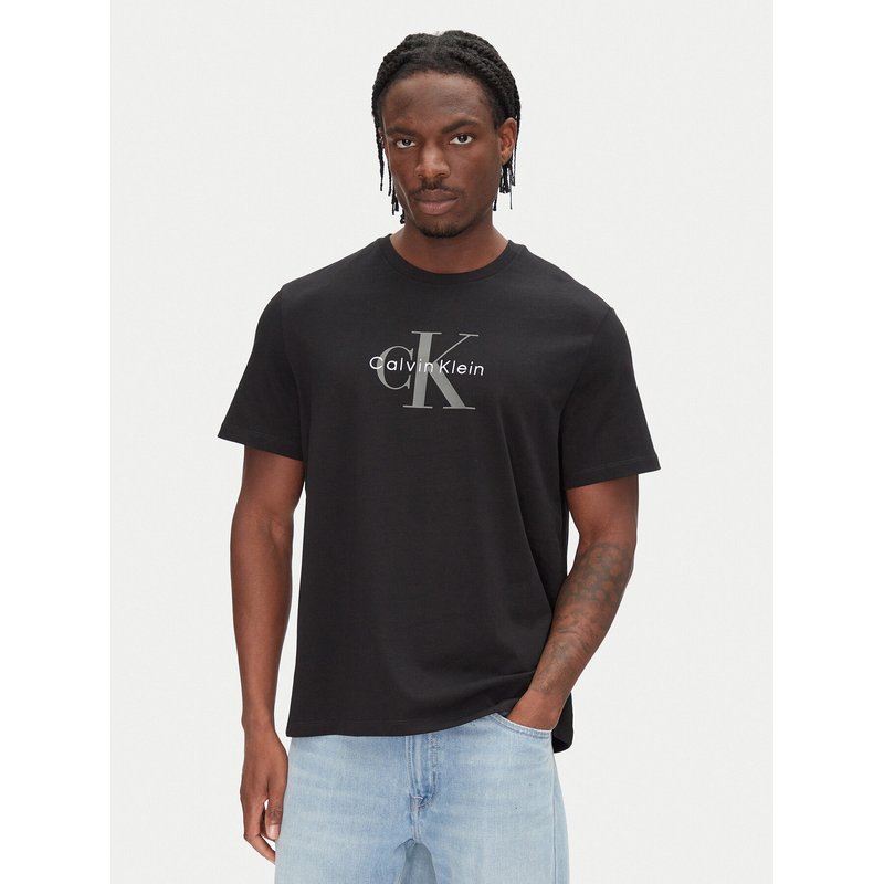 Calvin Klein Jeans T-Shirt Hero Monologo LV04RB862G Schwarz Regular Fit