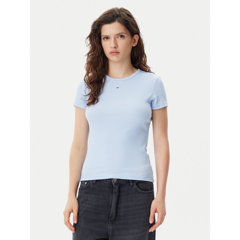 Tommy Jeans T-Shirt Essential DW0DW17383 Himmelblau Slim Fit