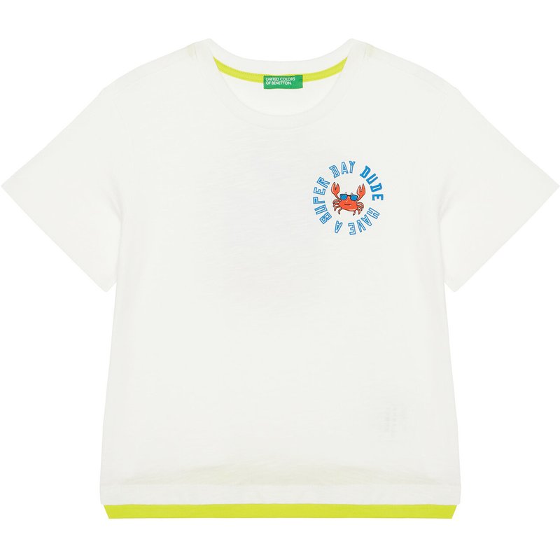 United Colors Of Benetton T-Shirt 3SLUG10JF Écru Regular Fit