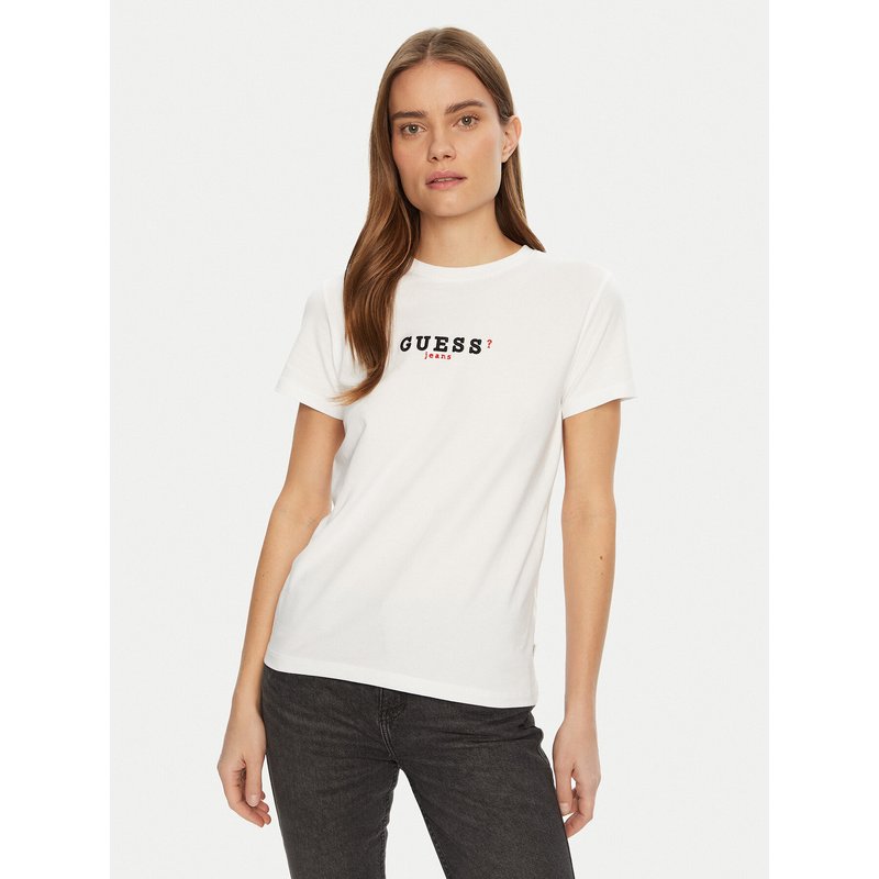 Guess Jeans T-Shirt W5RI54 J1314 Weiß Regular Fit