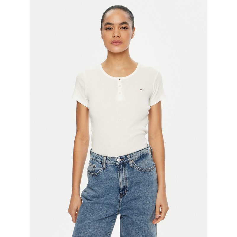 Tommy Jeans T-Shirt DW0DW19502 Weiß Slim Fit