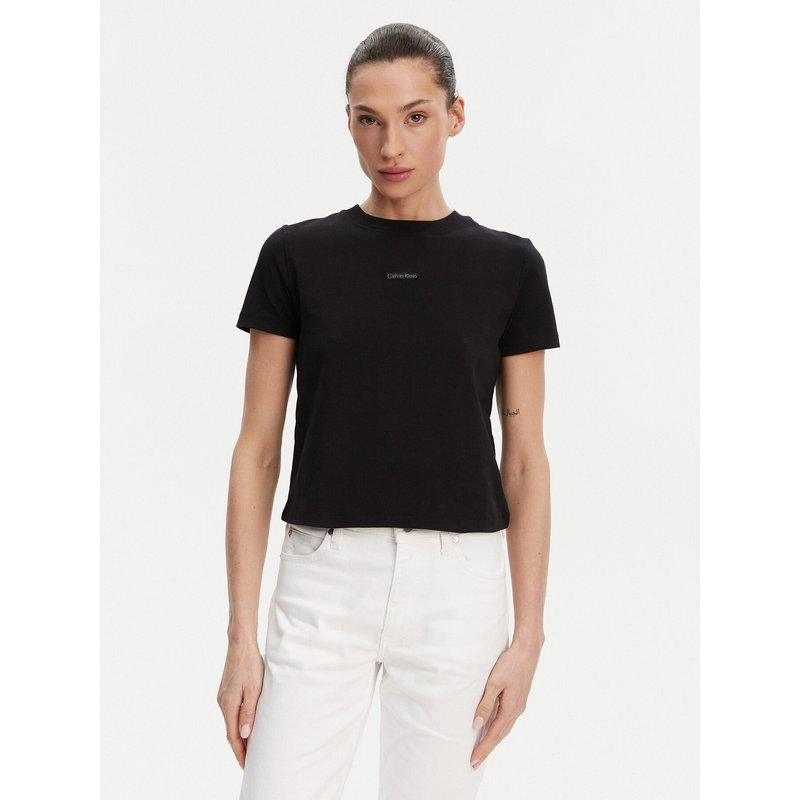Calvin Klein Jeans T-Shirt Placed Institutional J20J225524 Schwarz Slim Fit