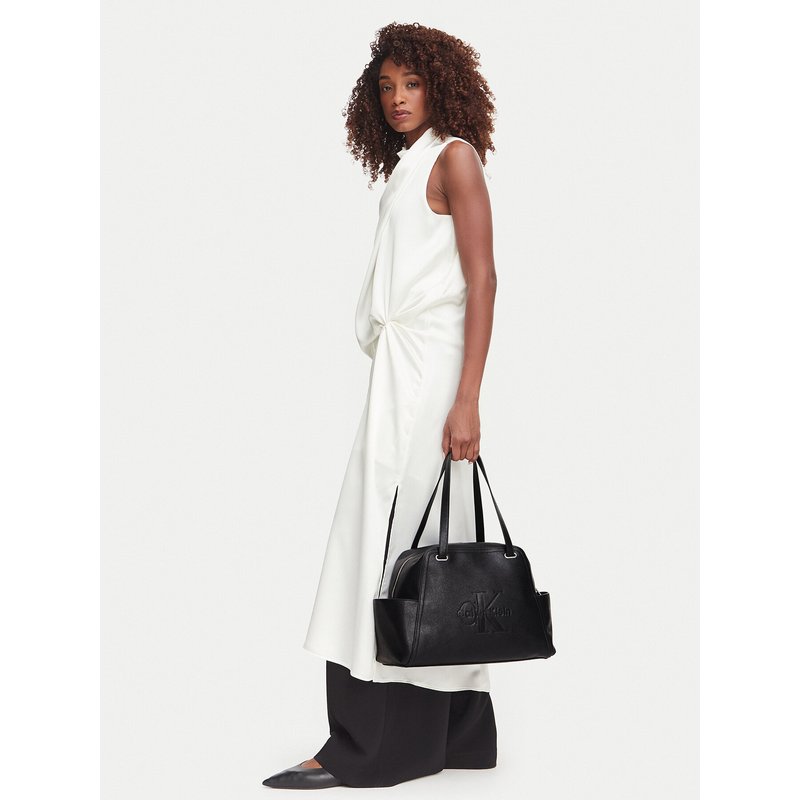 Handtasche Calvin Klein Pockets Monologo Tote LV04F3689G Schwarz