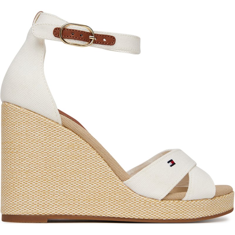 Sandalen Tommy Hilfiger Flag High Wedge Espad Crisscross FW0FW08661 Écru
