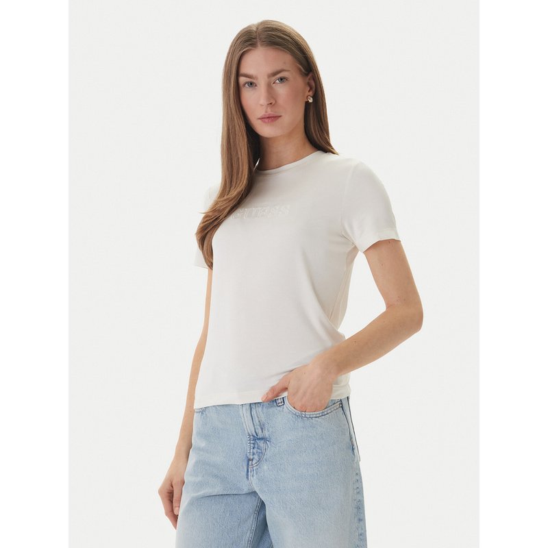 Guess T-Shirt O6GI00 KBF92 Écru Regular Fit