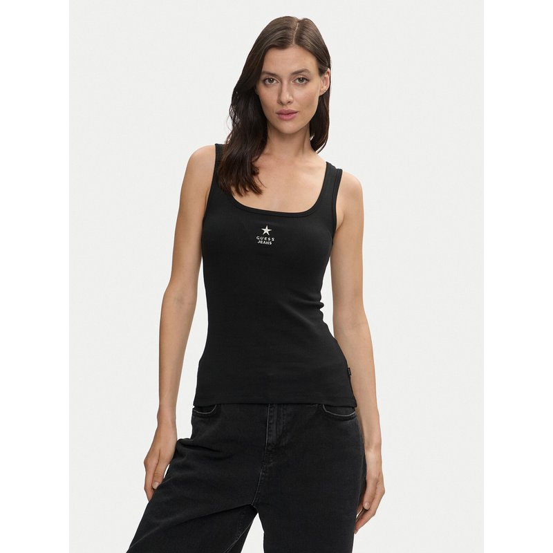 Guess Jeans Top W4YP48 KA0H1 Schwarz Regular Fit