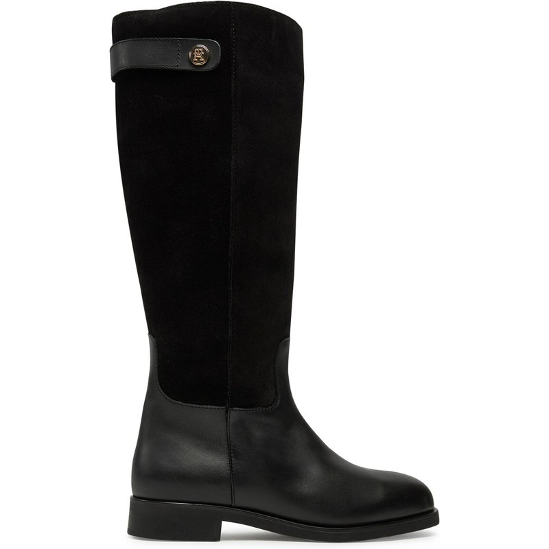 Stiefel Tommy Hilfiger Th Stud Leather Mix Long Boot FW0FW08341 Schwarz