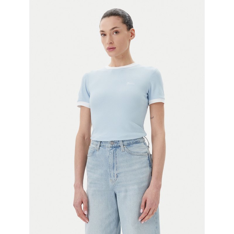 Guess T-Shirt V5GP08 KCRN2 Himmelblau Regular Fit