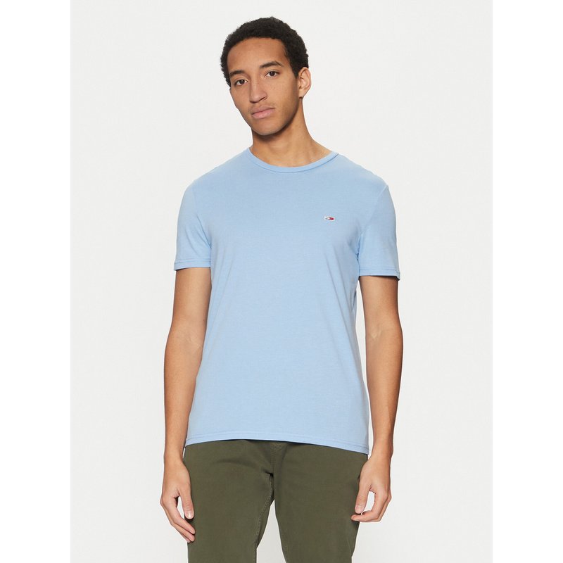 Tommy Jeans T-Shirt Jaspe DM0DM20363 Himmelblau Slim Fit