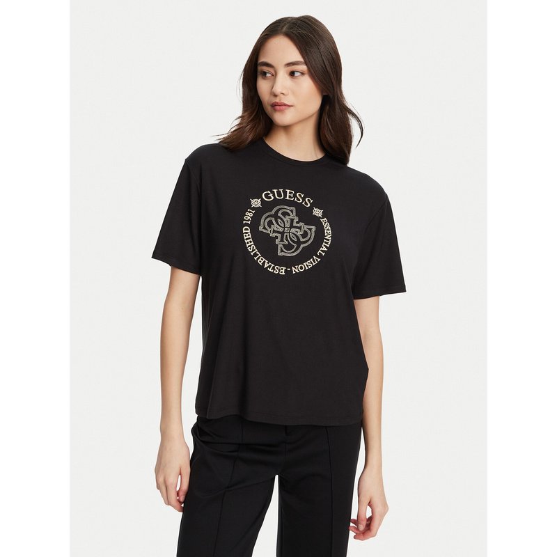 Guess T-Shirt V5YI05 KCOA2 Schwarz Regular Fit
