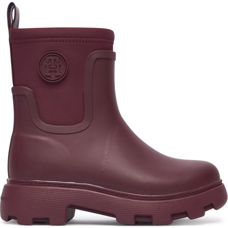 Gummistiefel Tommy Hilfiger Th Stamp Warm Ankle Rain Boot FW0FW09544 Dunkelrot