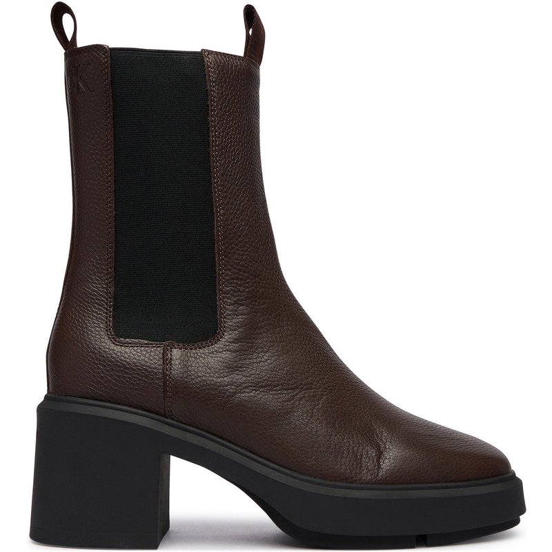 Stiefeletten Calvin Klein Block Heel Chelsea Boot Lth HW0HW03694 Dunkelbraun