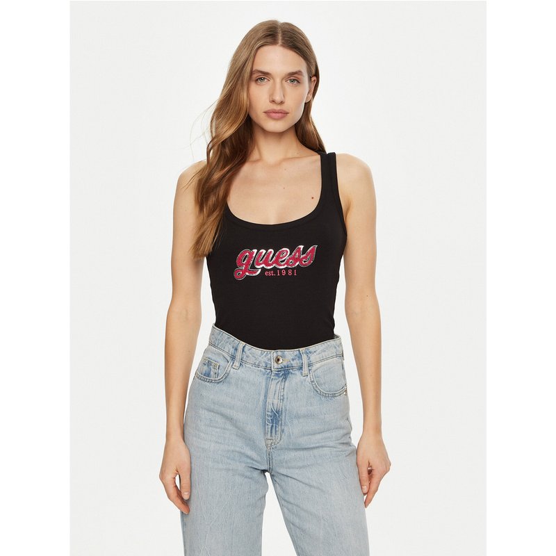 Guess Top W5RP03 KA0H1 Schwarz Regular Fit