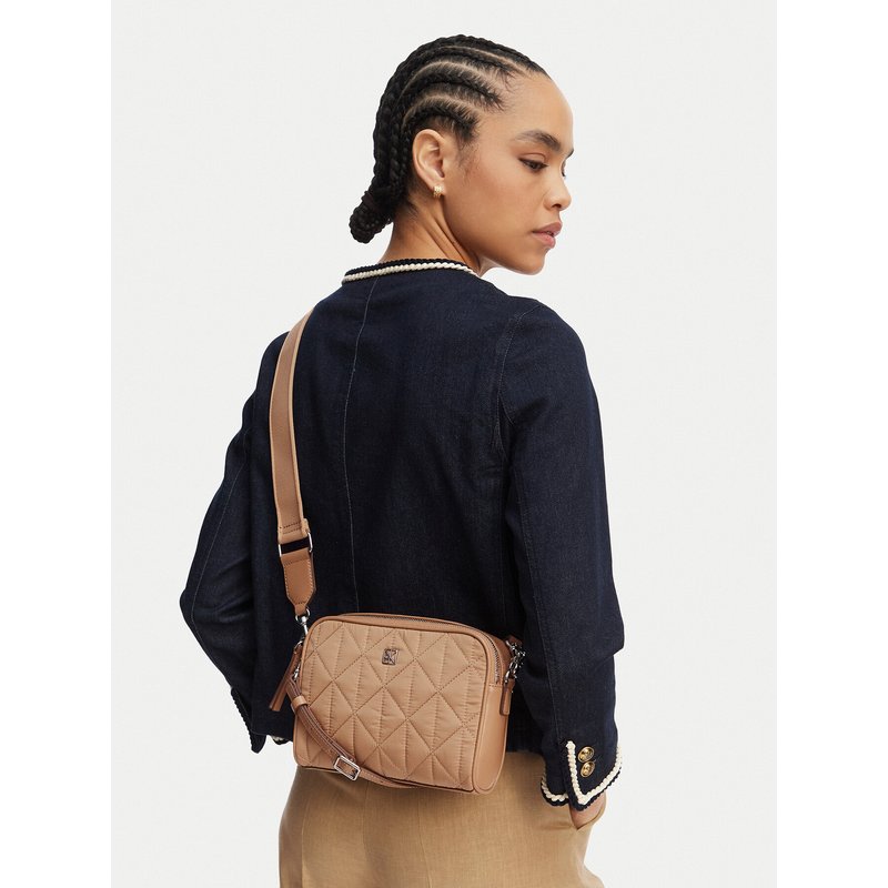 Handtasche Calvin Klein Emblem Aop Jacquard Bucket LV04F3648G Beige