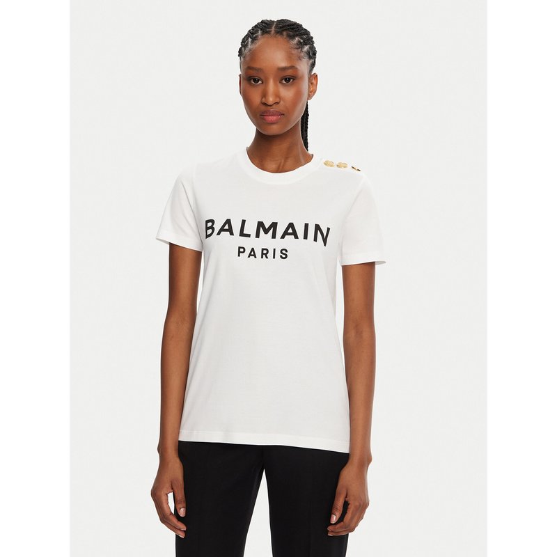 Balmain T-Shirt BF1EF005BB02 Weiß Regular Fit