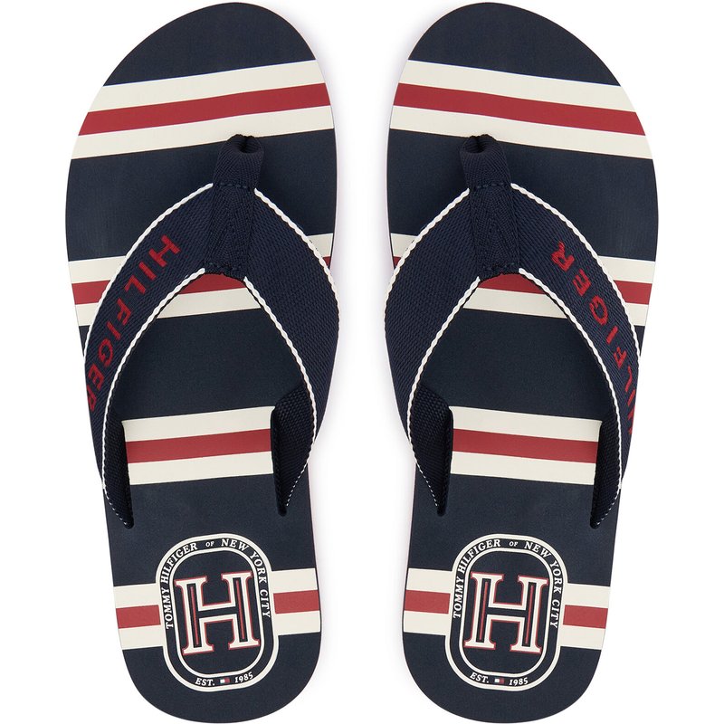 Zehentrenner Tommy Hilfiger Stripes Beach Sandal FM0FM06003 Dunkelblau