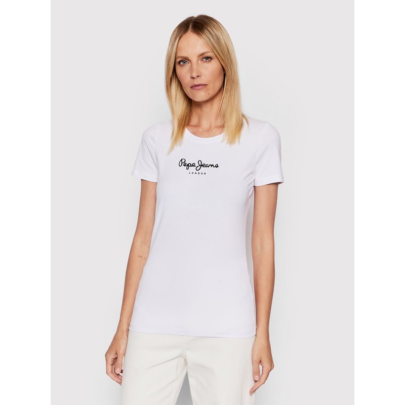 Pepe Jeans T-Shirt New Virgina PL505202 Weiß Slim Fit