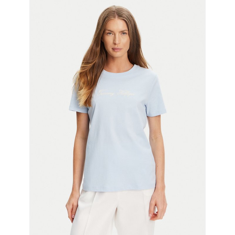Tommy Hilfiger T-Shirt Script WW0WW45746 Himmelblau Regular Fit