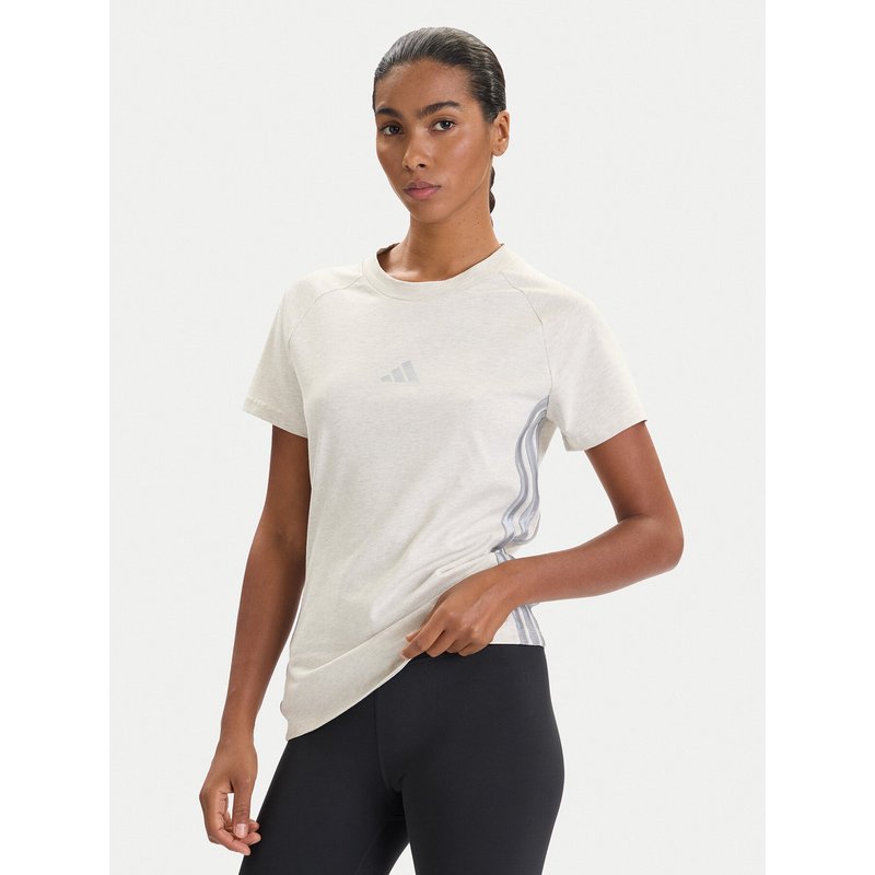 adidas T-Shirt Holiday 3-Stripes JM1880 Beige Slim Fit