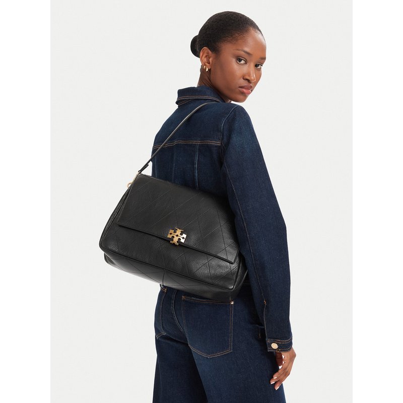 Handtasche Tory Burch Charlie Quilted Large Shoulder Bag 185805 Schwarz