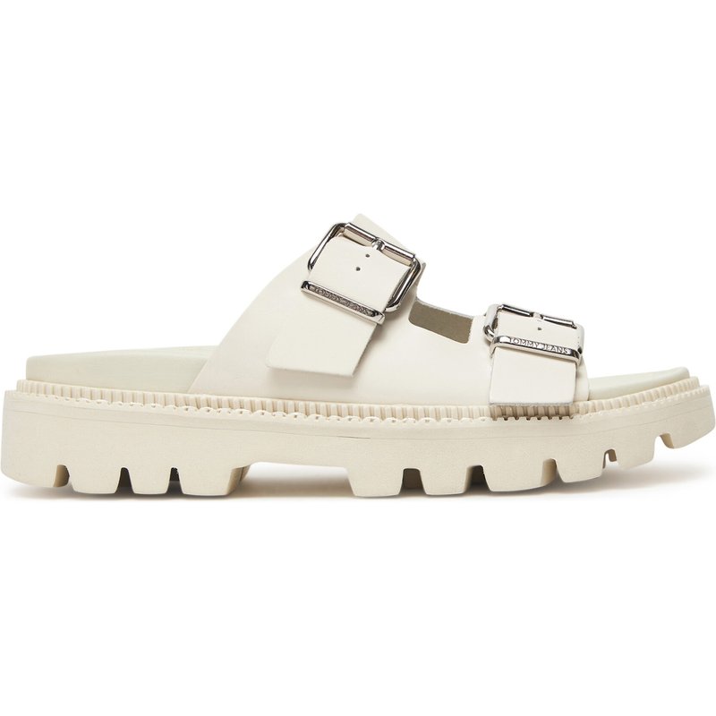 Pantoletten Tommy Jeans Tjw Double Strap Sandal EN0EN02753 Weiß