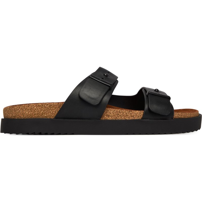 Pantoletten Tommy Hilfiger Cork Adjustable Lth Sandal FM0FM05754 Schwarz