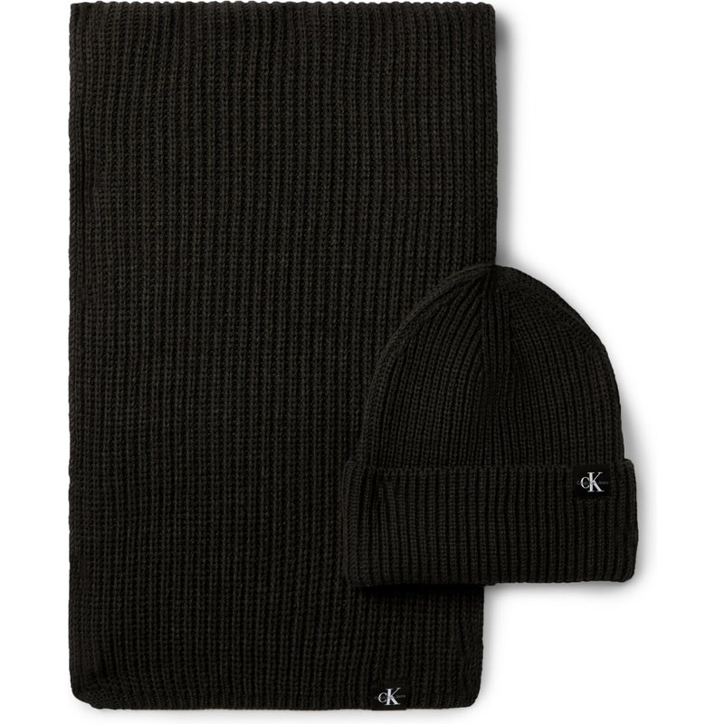 Set Schal und Mütze Calvin Klein Jeans Monogram Rib Scarf Beanie Set IU0IU00638 Schwarz