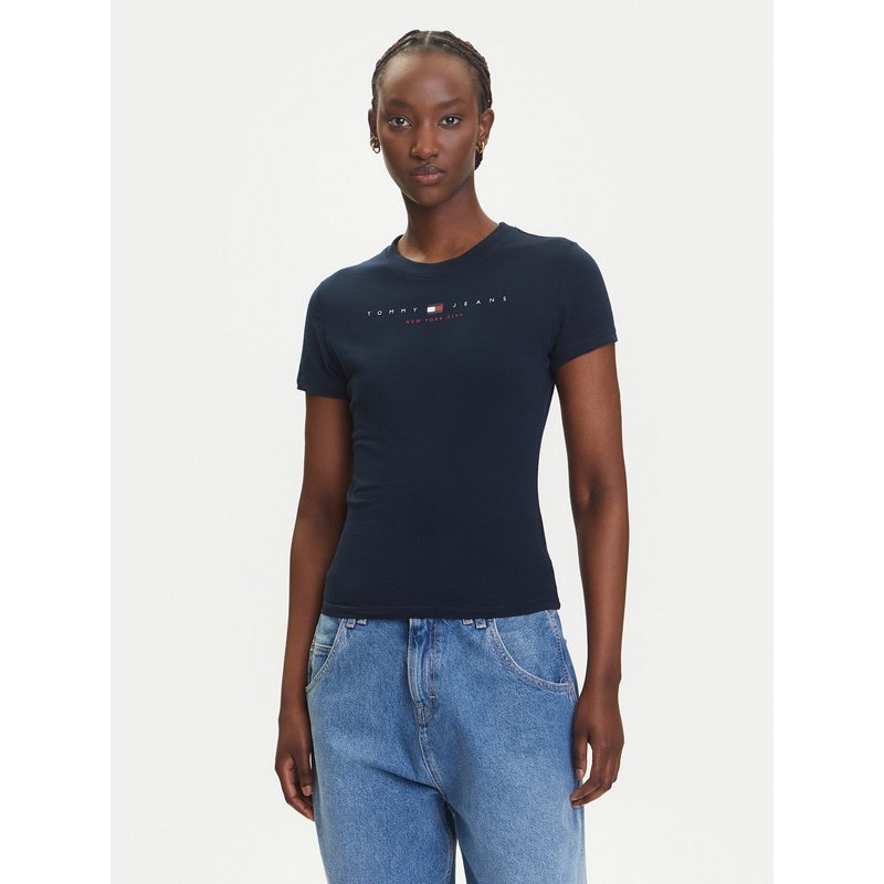 Tommy Jeans T-Shirt Linear DW0DW21422 Dunkelblau Slim Fit