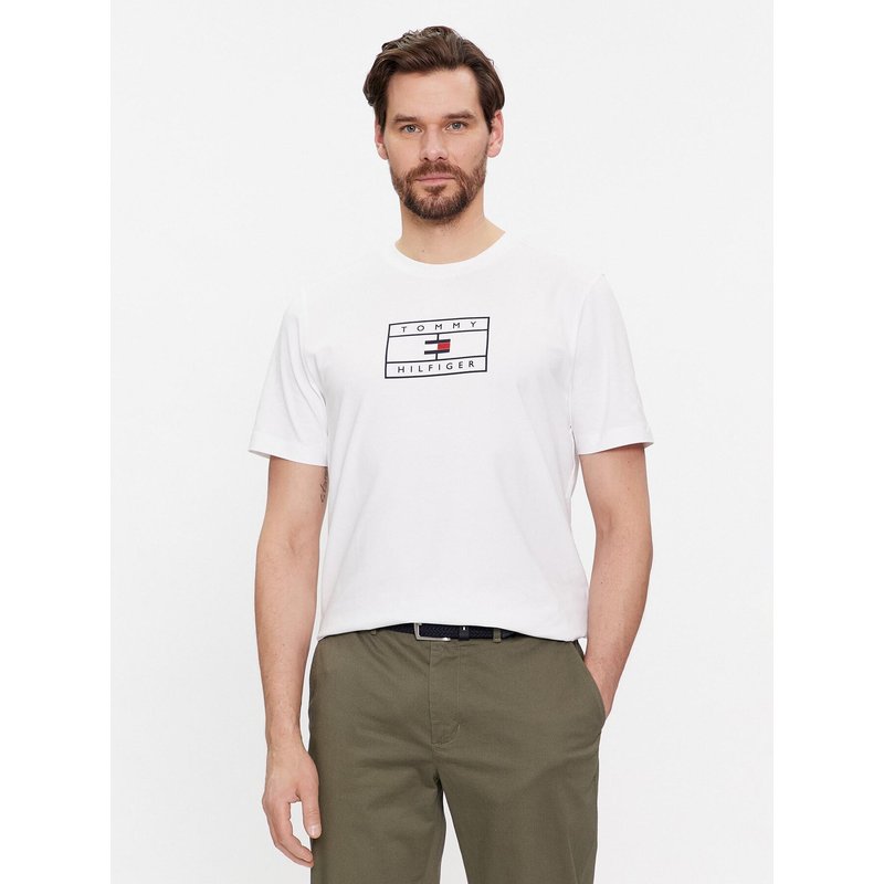 Tommy Hilfiger T-Shirt Big Graphic MW0MW34204 Weiß Regular Fit