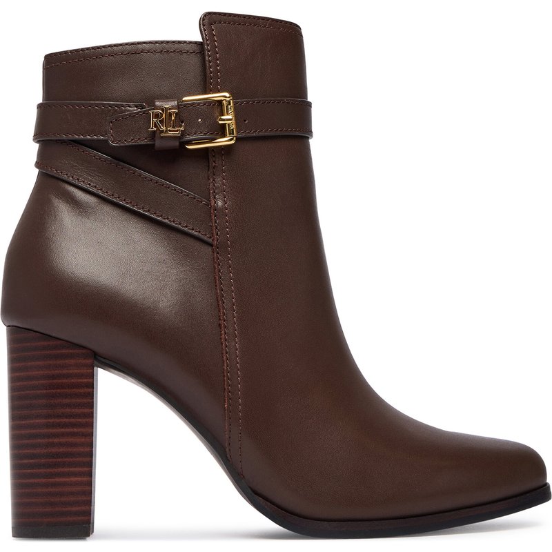Stiefeletten LAUREN RALPH LAUREN Brooke II Calfskin Bootie Heel 802974475003 Braun