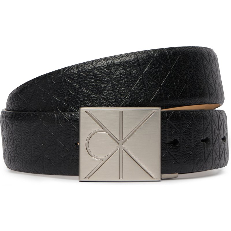 Gürtel Calvin Klein Emblem Plaque W/ Aop 35Mm Adj LV04D7082G Schwarz