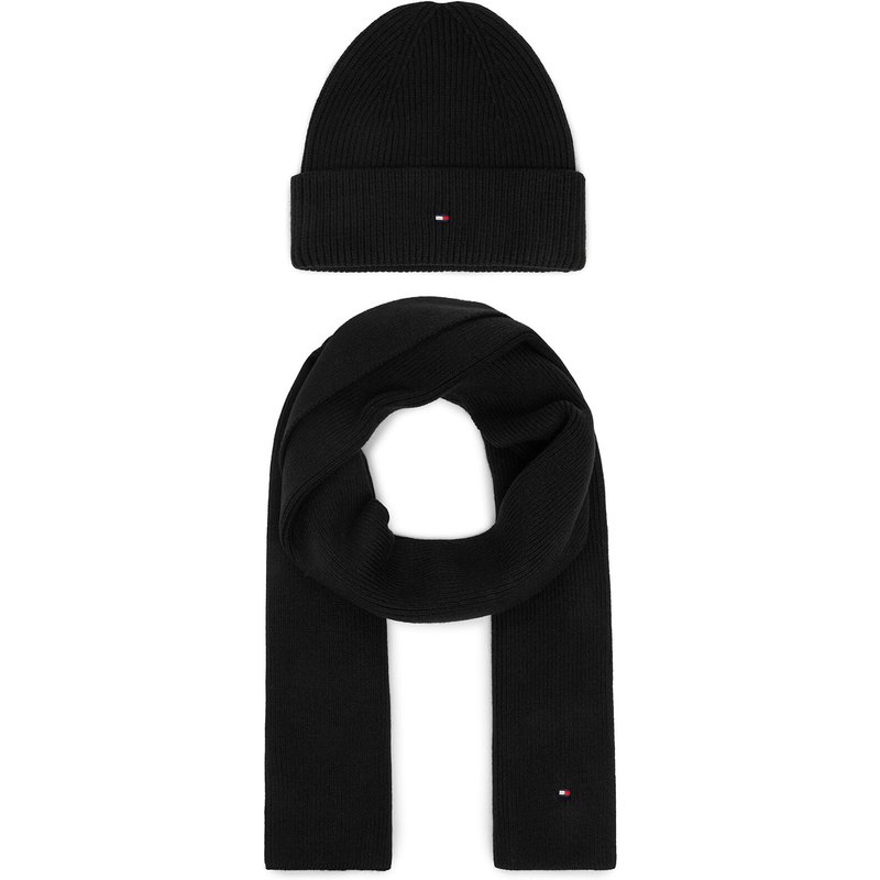 Set Schal und Mütze Tommy Hilfiger AW0AW19136 Schwarz