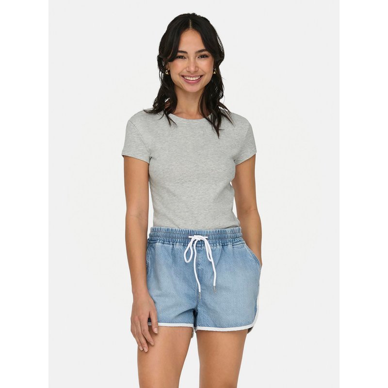 ONLY T-Shirt Elina 15320229 Grau Slim Fit