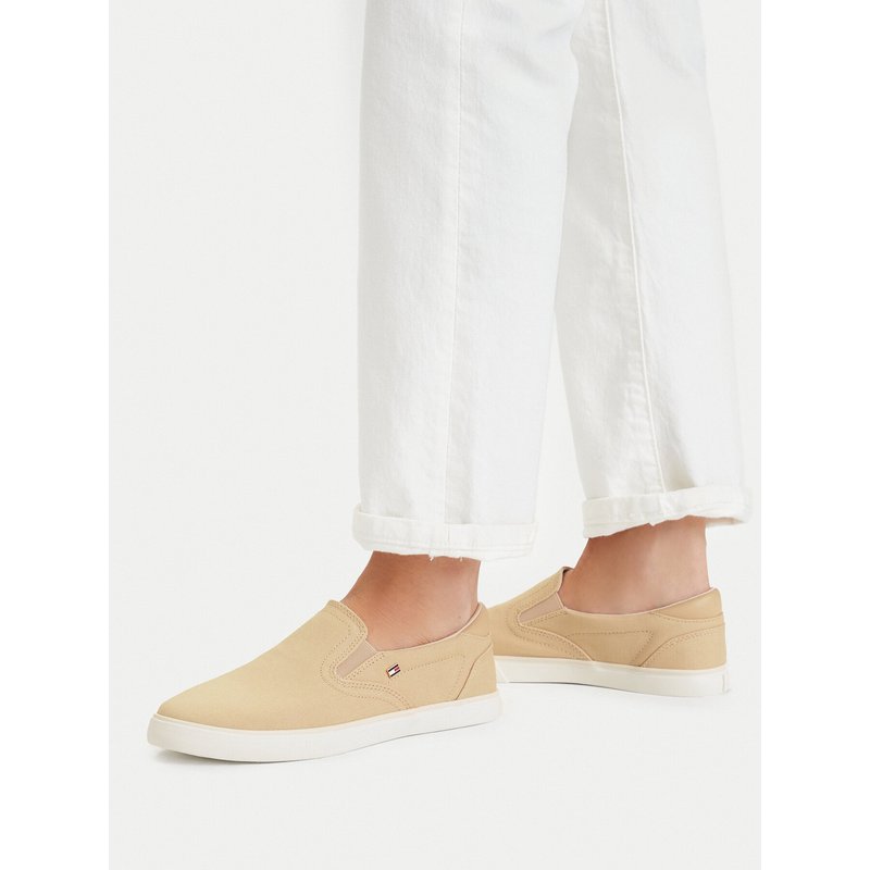 Sneakers aus Stoff Tommy Hilfiger Th Low Profile Slip On FW0FW09103 Beige
