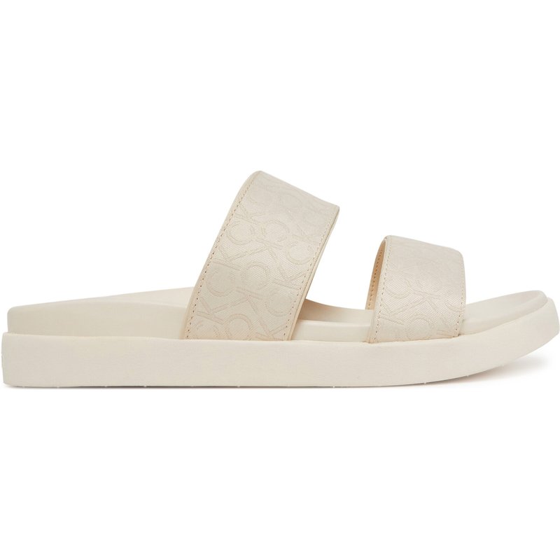 Pantoletten Calvin Klein Flat Slide Jacq HW0HW02486 Écru