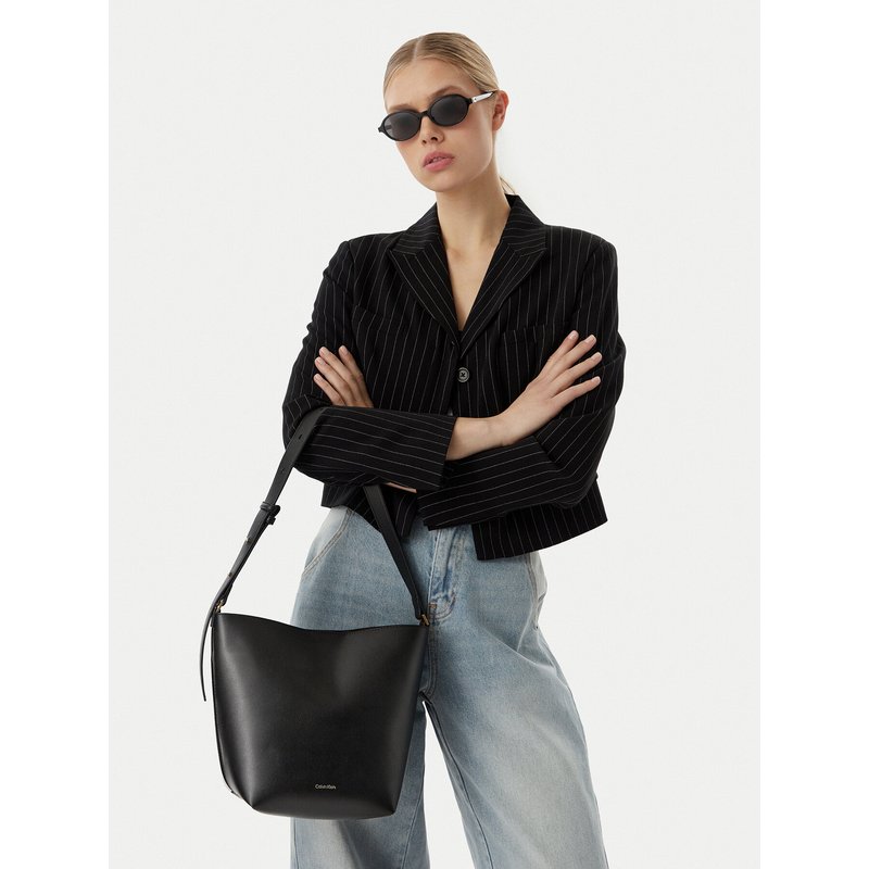 Handtasche Calvin Klein Foil Logo Medium LV04F3736G Schwarz