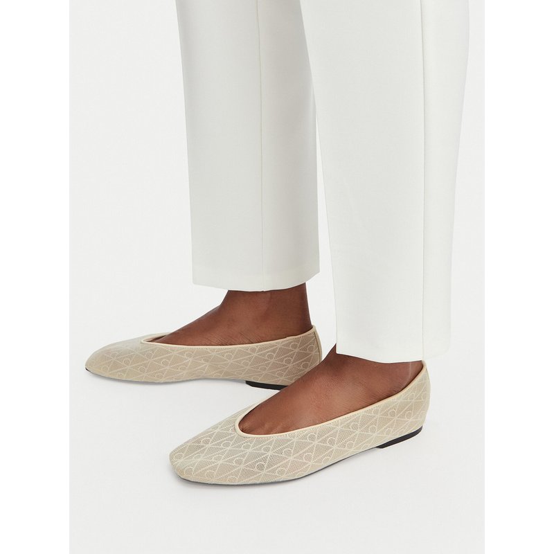 Ballerinas Calvin Klein Square Ballerina Aop Mesh HW0HW02937 Écru