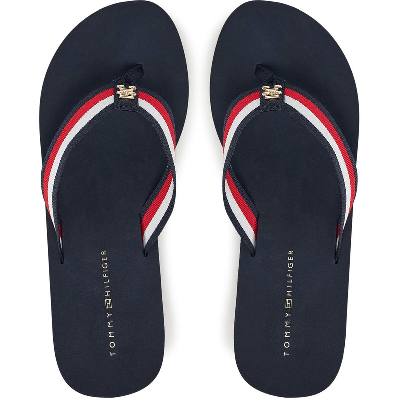 Zehentrenner Tommy Hilfiger Th Corporate Wedge Beach Sandal FW0FW08520 Dunkelblau
